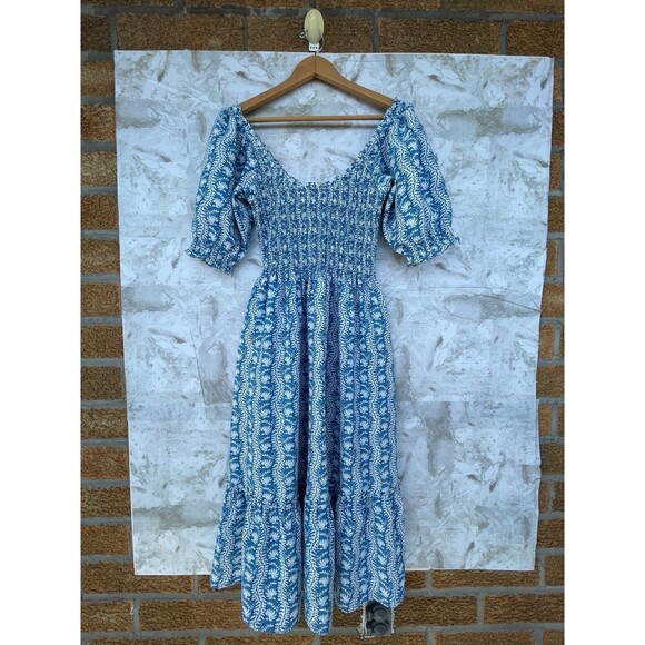 Hill House The Louisa Nap Blue Trailing Vine Crepe Midi Dress size small - Picture 1 of 9